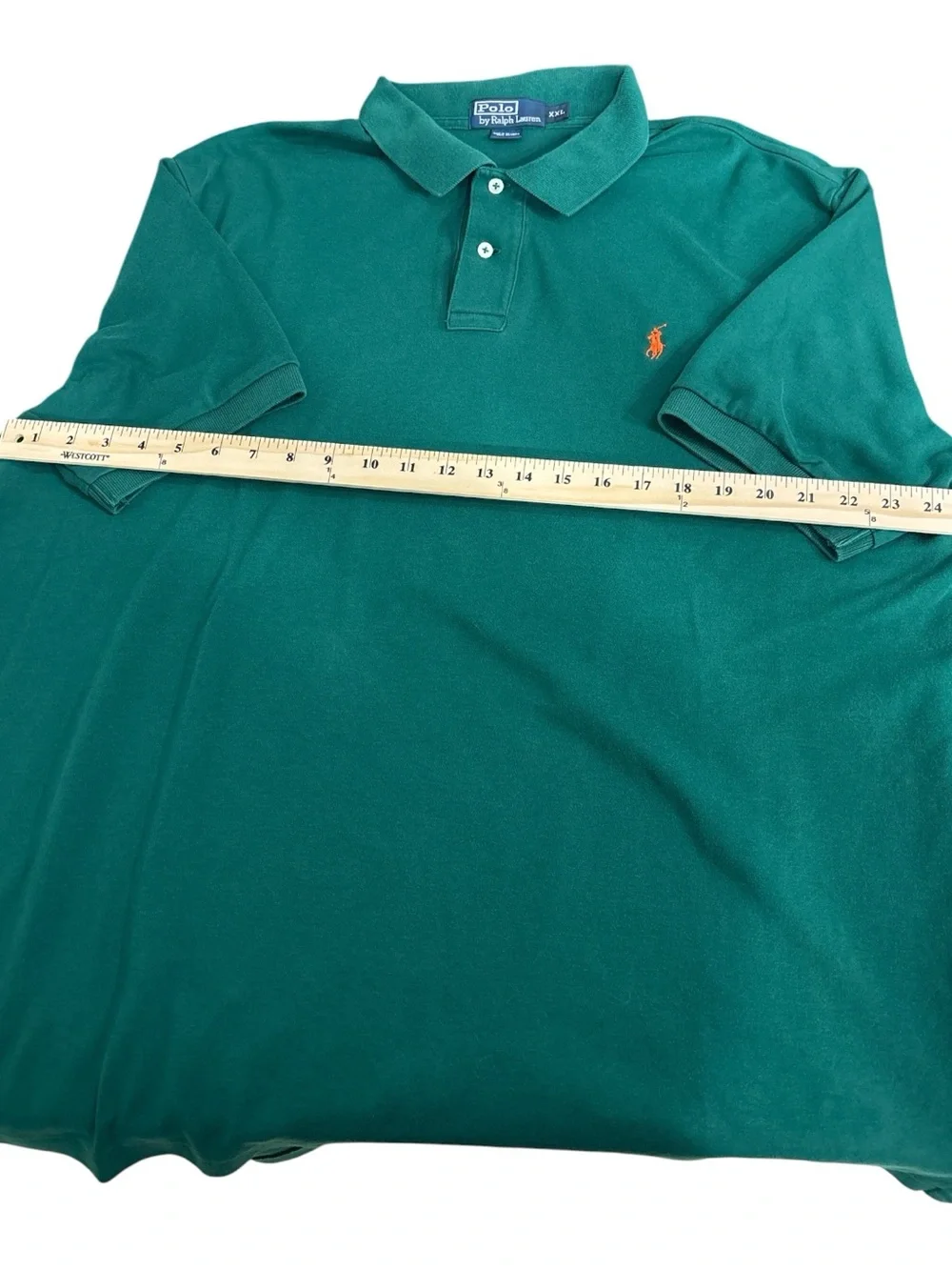 Ralph Lauren Polo Shirt Men 2XL GREEN Cotton Golf Stretch 2-button‎ preppy LOGO